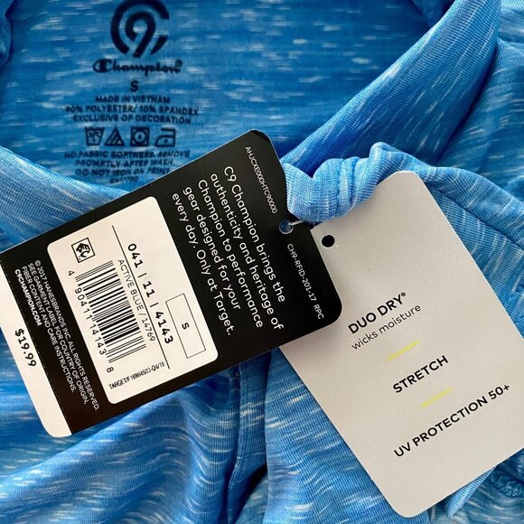 Champion Duo Dry Stretch Polo Shirt Men's Small UV Protection 50+ Blue NEW NWT - Picture 7 of 9